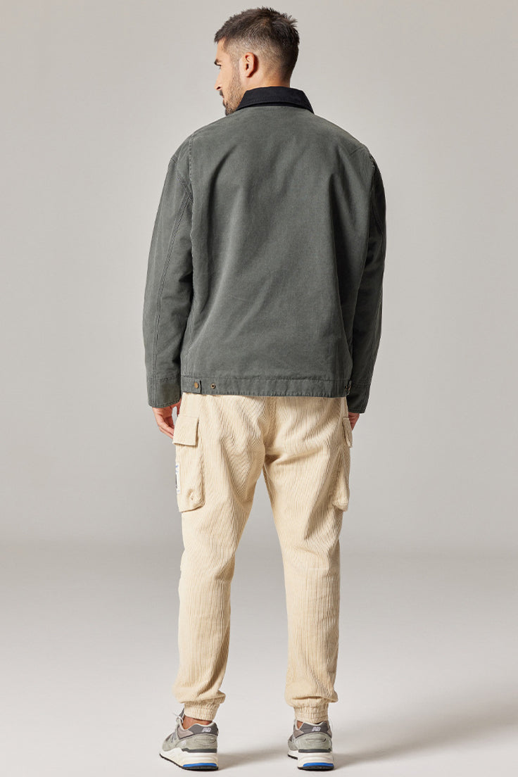 Canvas Jacke Herren klassisch robust Reißverschluss mit Taschen vielseitig