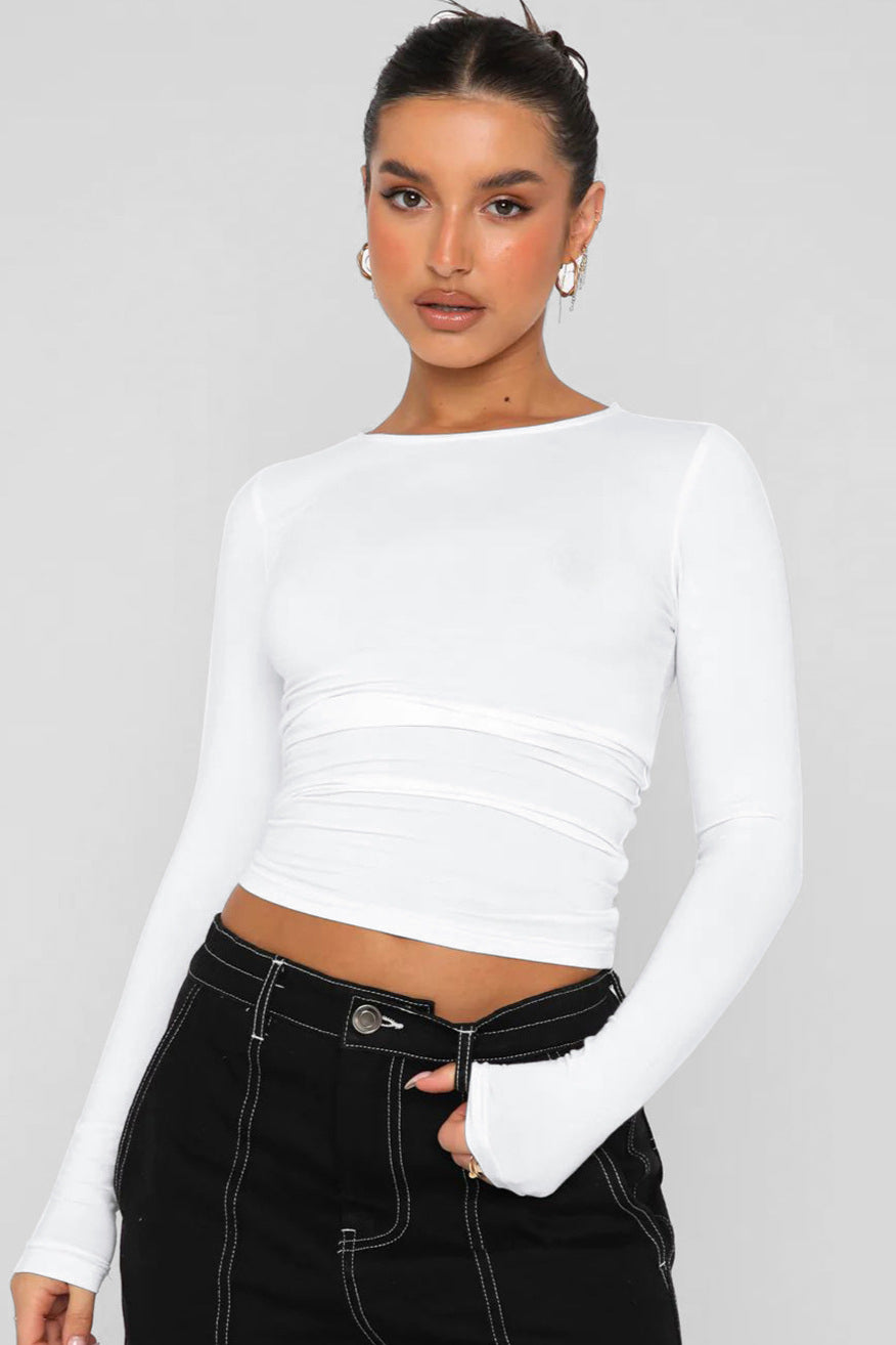 Women's Long Sleeve Crop Top Sweater