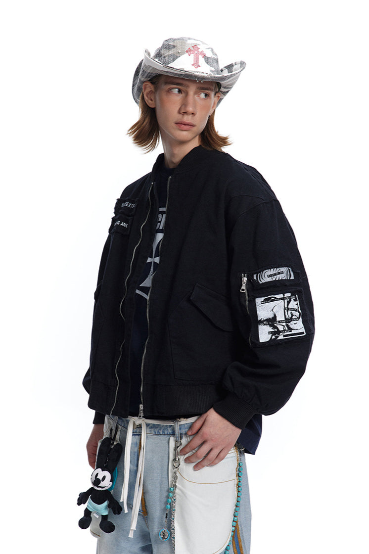 Men's Patched Urban Bomber Jacket