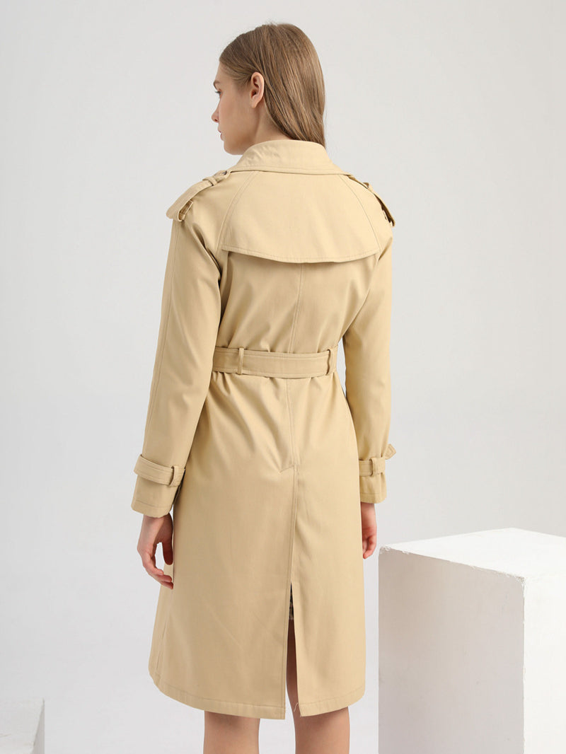 Klassischer Trenchcoat Damen Lang Mit Gürtel – Eleganter Übergangsmantel Frühling Herbst