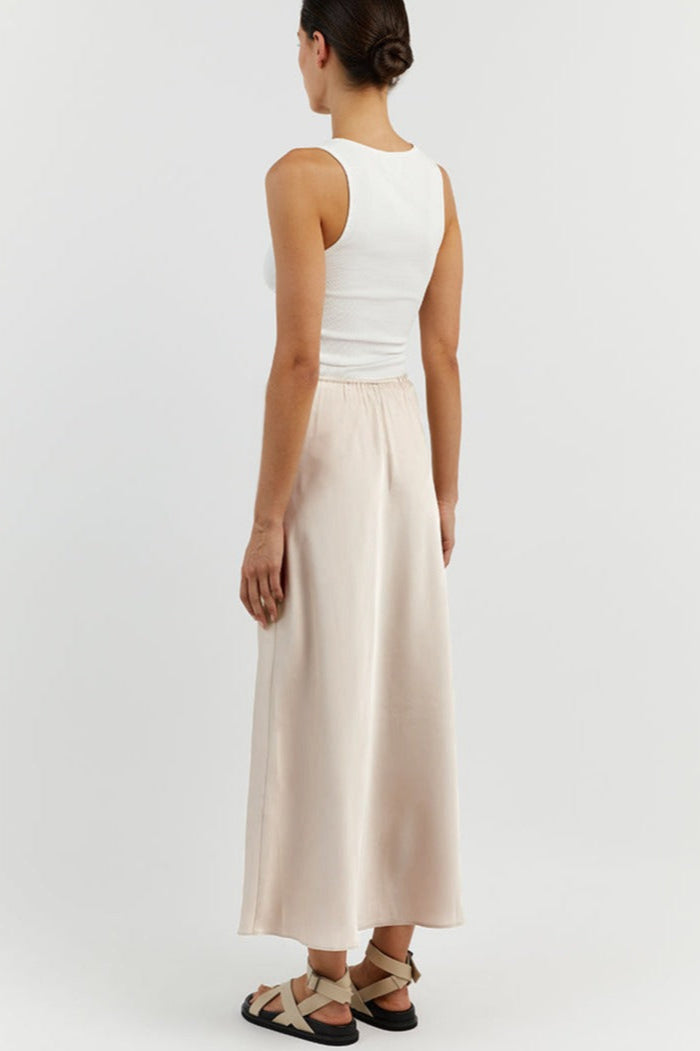 Beige Tie Wait Maxi Skirt