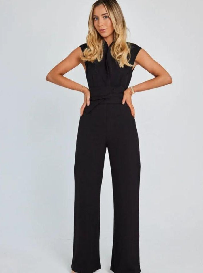 Sleeveless Tie Waist Wide Leg Jumpsuit