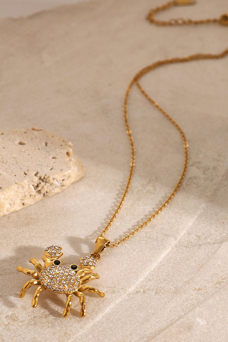 Gold Crab Pendant Necklace