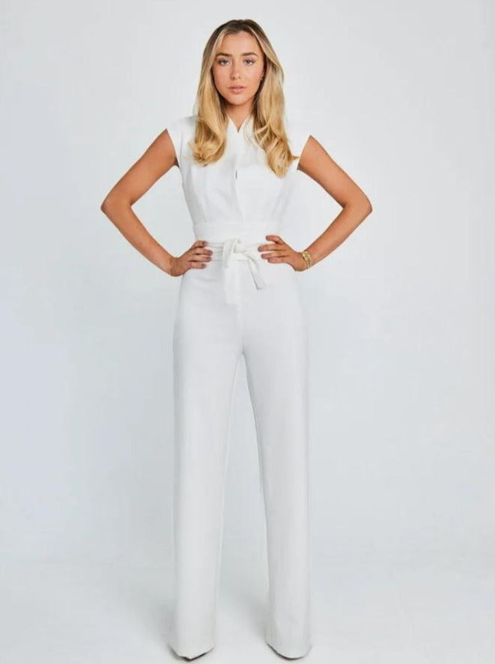 Sleeveless Tie Waist Wide Leg Jumpsuit