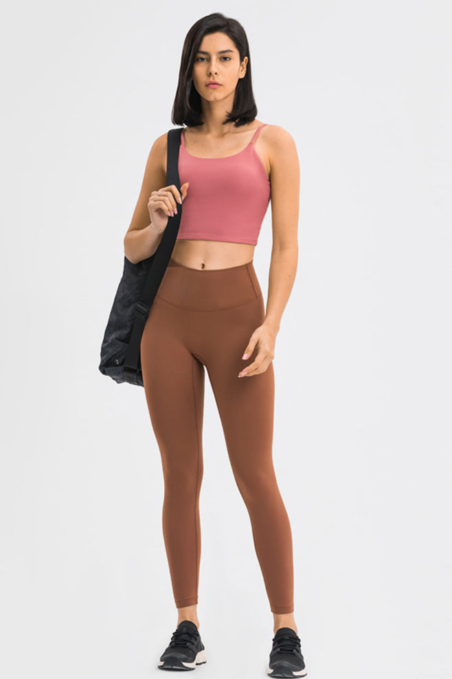 Peach Pink Sleeveless Sport Yoga Crop Top