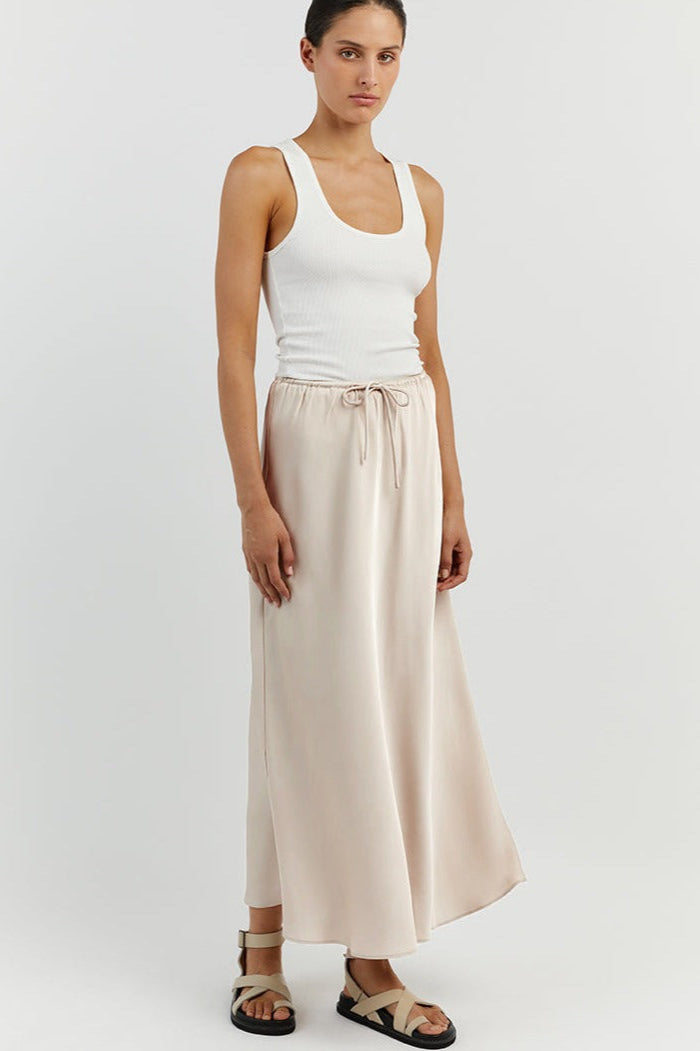 Beige Tie Wait Maxi Skirt