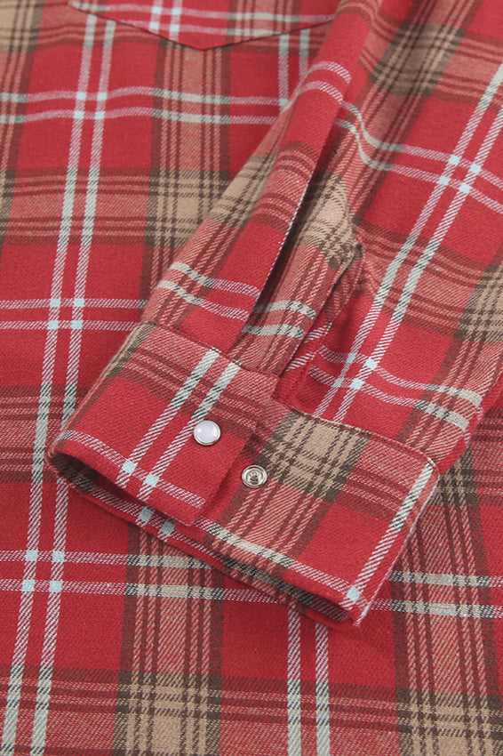 Loose Red Plaid Button Down Jacket