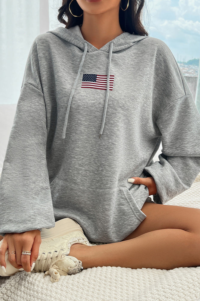 Damen Hoodie mit USA Flaggenprint – Lässiger Alltagskomfort