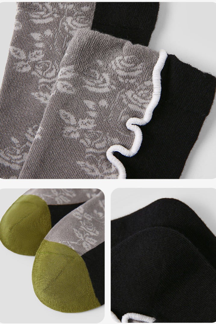 Trendy Two-Tone Mid-Tube Autumn Socks