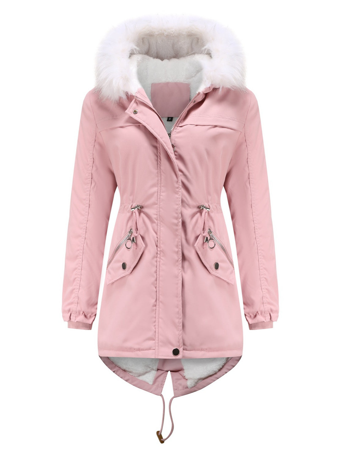 Parka Damen Mit Fellkapuze – Warme Winterjacke Mit Taillenzug