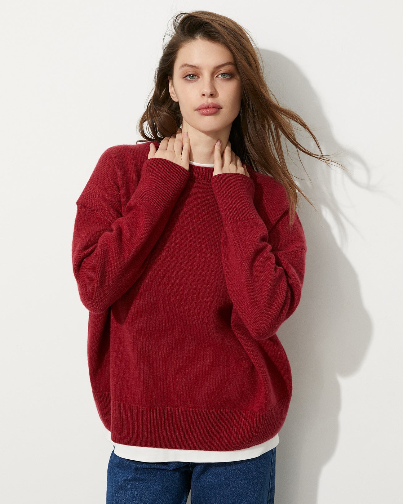 Damen Oversize Pullover Baumwolle In Herbstfarben Langarm