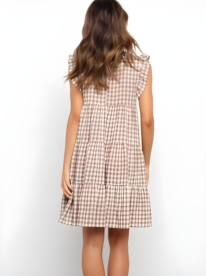 Classic Plaid Layered Sleeveless Dress