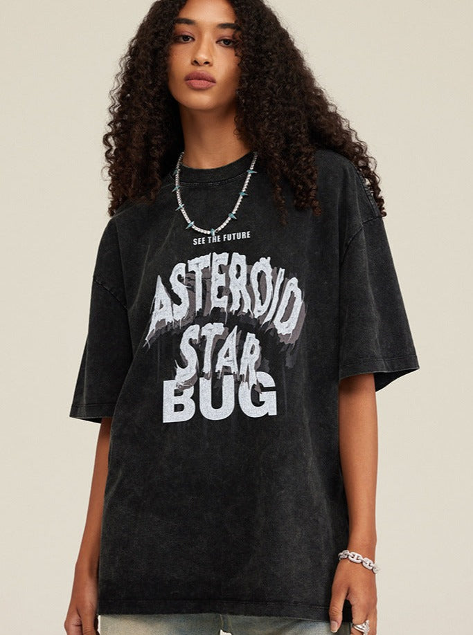 Black Casual Asteroid Letter Printed Shirt