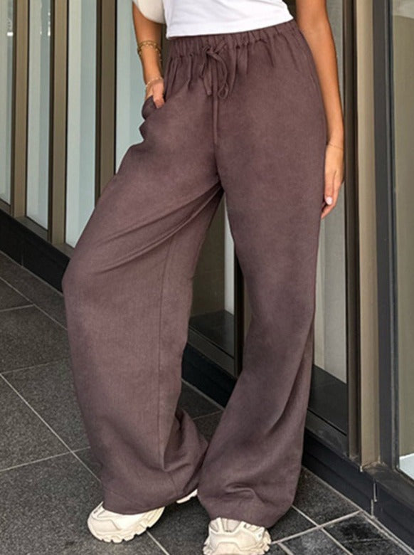 Solid Color Wide Leg Trousers