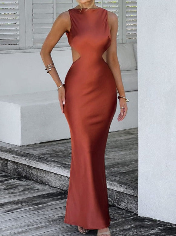 Sexy Backless Round Neck Temperament Dress