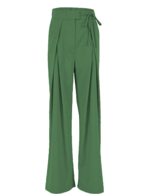 High Waist Tie-Front Wide Leg Long Pants