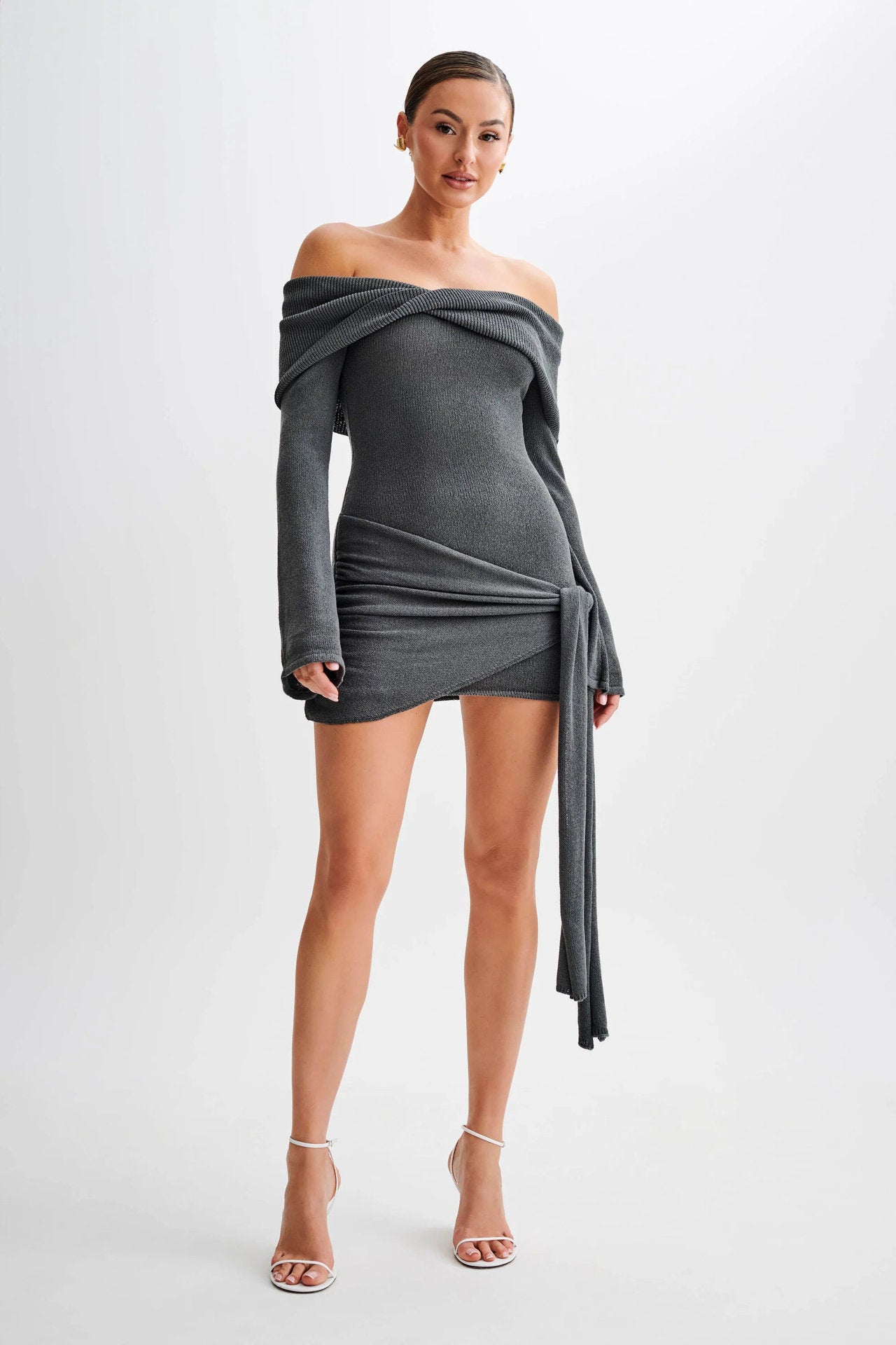 Women's Off-Shoulder Textured Knit Dress