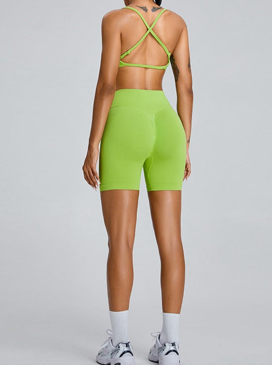 Yellow Green Seamless High-Waisted Butt-Lifting Sports Short