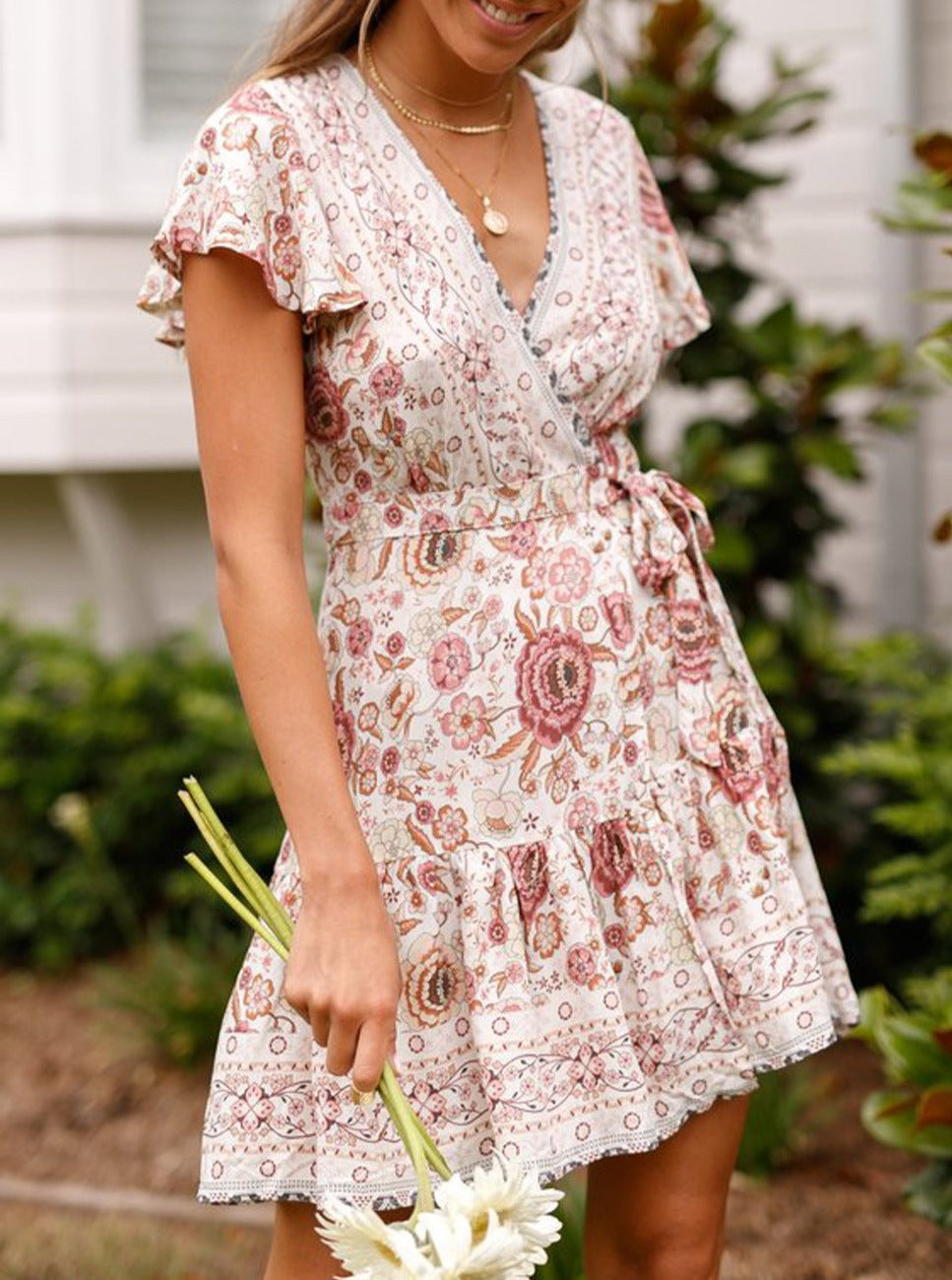 Bohemian Print Strappy Mini Dress