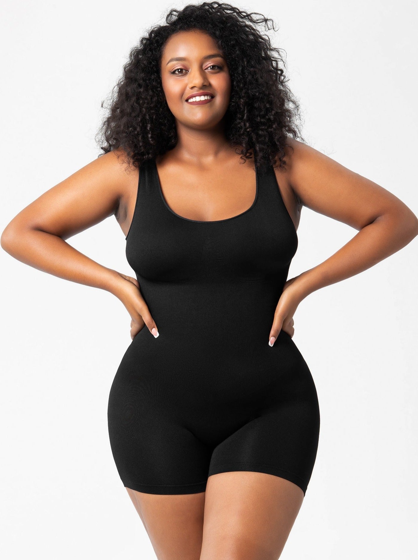 Black Tummy Control Romper Bodysuit