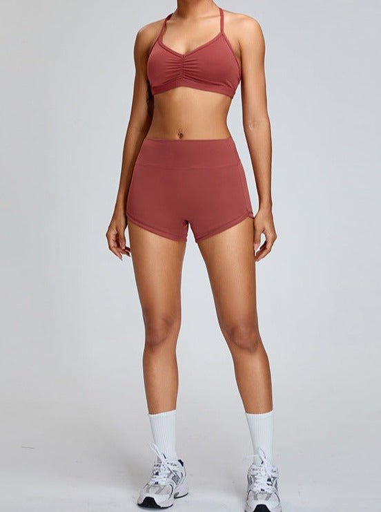 Pomegranate Red Butt-Lifting Belly Tightening Fitness Short