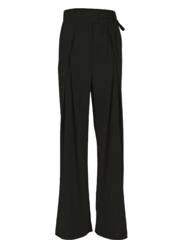 High Waist Tie-Front Wide Leg Long Pants