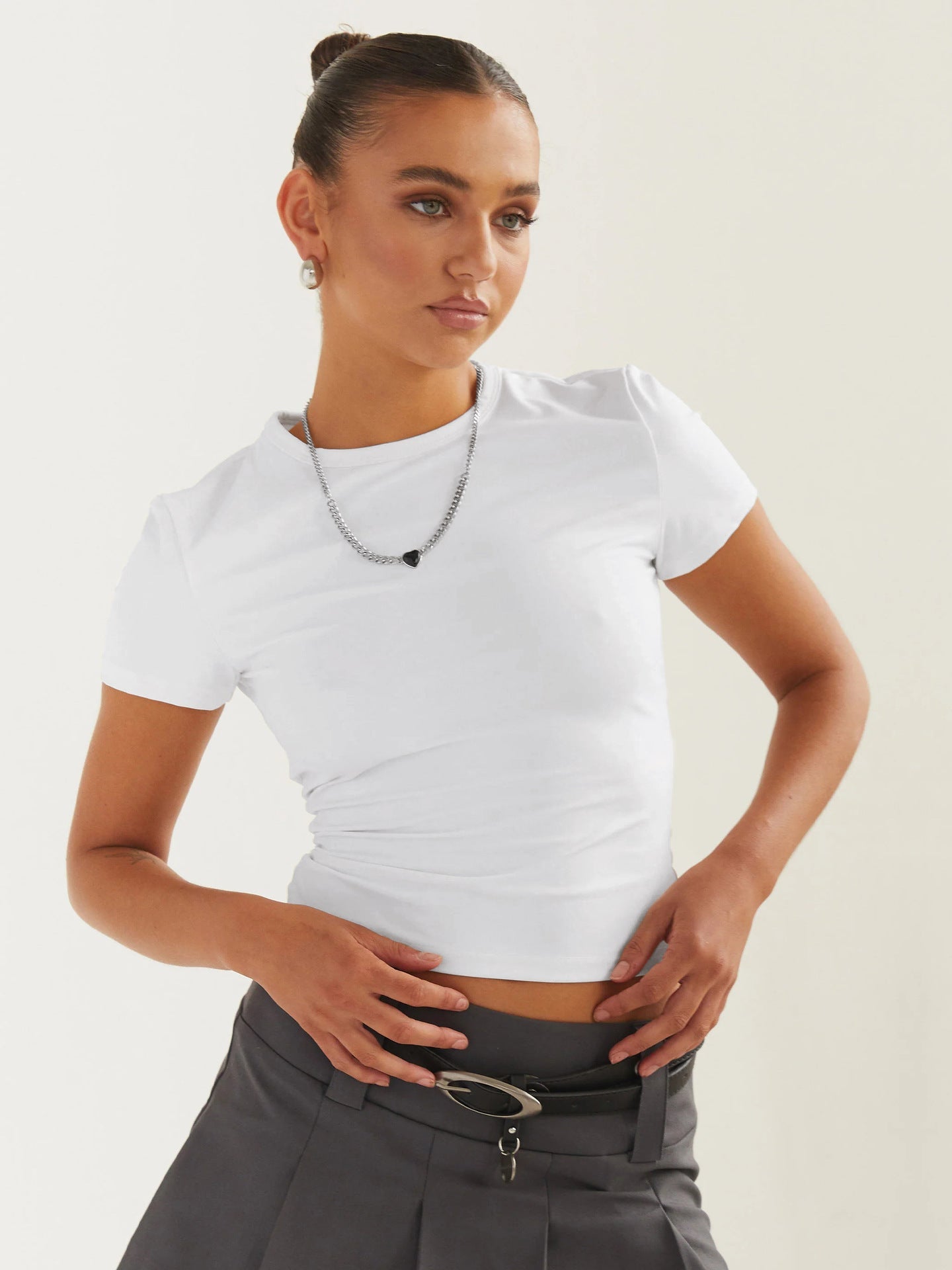 Casual White Round Neck Breathable Shirt