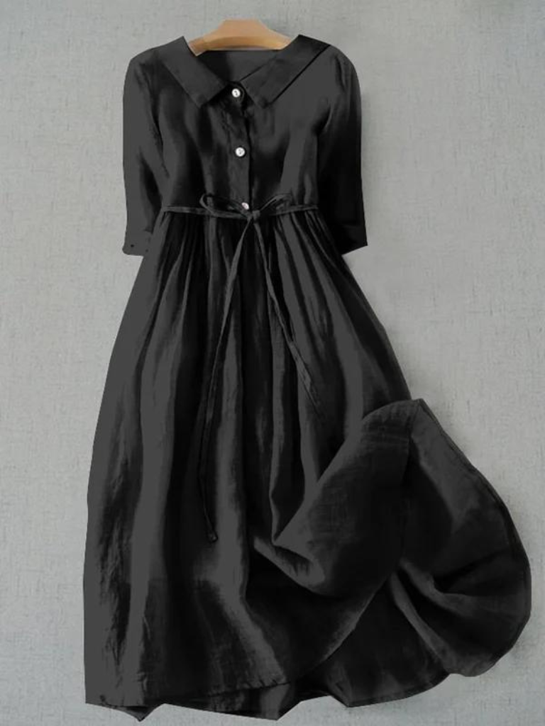 Simple Vintage Collared Midi Dress