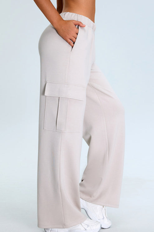 Casual Wide-Leg Cargo Sweat Pants for Relaxed