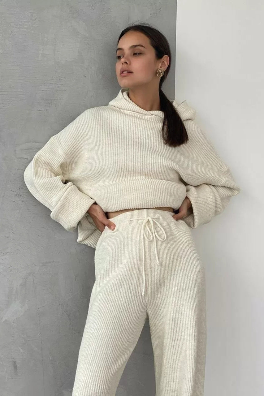 Casual Oversized Knit Sweater and Pants Set