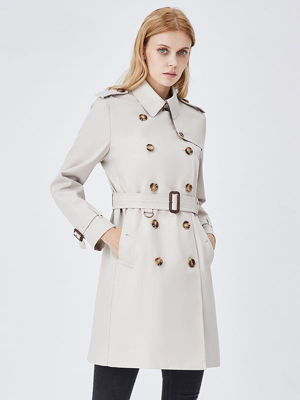 Trenchcoat Damen Lang Klassisch – Eleganter Übergangsmantel Mit Gürtel