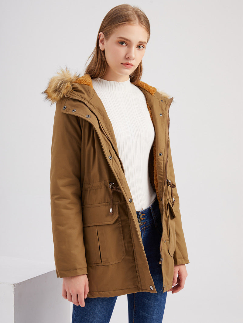 Damen Parka Mit Flauschfutter Und Fellkapuze – Warme Winterjacke Mit Taillenzug