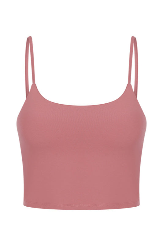 Peach Pink Sleeveless Sport Yoga Crop Top